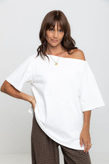 Arden Off-The-Shoulder Tee - White - The Self Styler