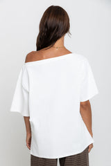 Arden Off-The-Shoulder Tee - White - The Self Styler