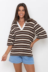 Louie Stripe Top - Chocolate - The Self Styler