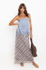 Elce Satin Lace Cami Top - Steel Blue - The Self Styler