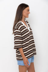 Louie Stripe Top - Chocolate - The Self Styler