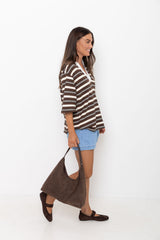 Louie Stripe Top - Chocolate - The Self Styler