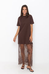 Anika Lace Maxi Dress - Chocolate - The Self Styler