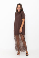 Anika Lace Maxi Dress - Chocolate - The Self Styler
