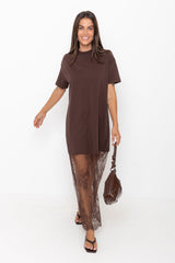 Anika Lace Maxi Dress - Chocolate - The Self Styler