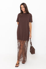 Anika Lace Maxi Dress - Chocolate - The Self Styler