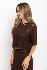 Isabel Crochet Crop Top - Chocolate