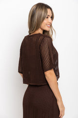Isabel Crochet Crop Top - Chocolate