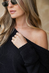 Jayla Off-The-Shoulder Long Sleeve Top - Black