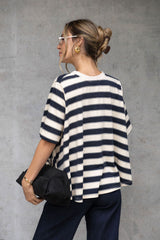 Jude Cotton Swing Tee - Navy and Cream