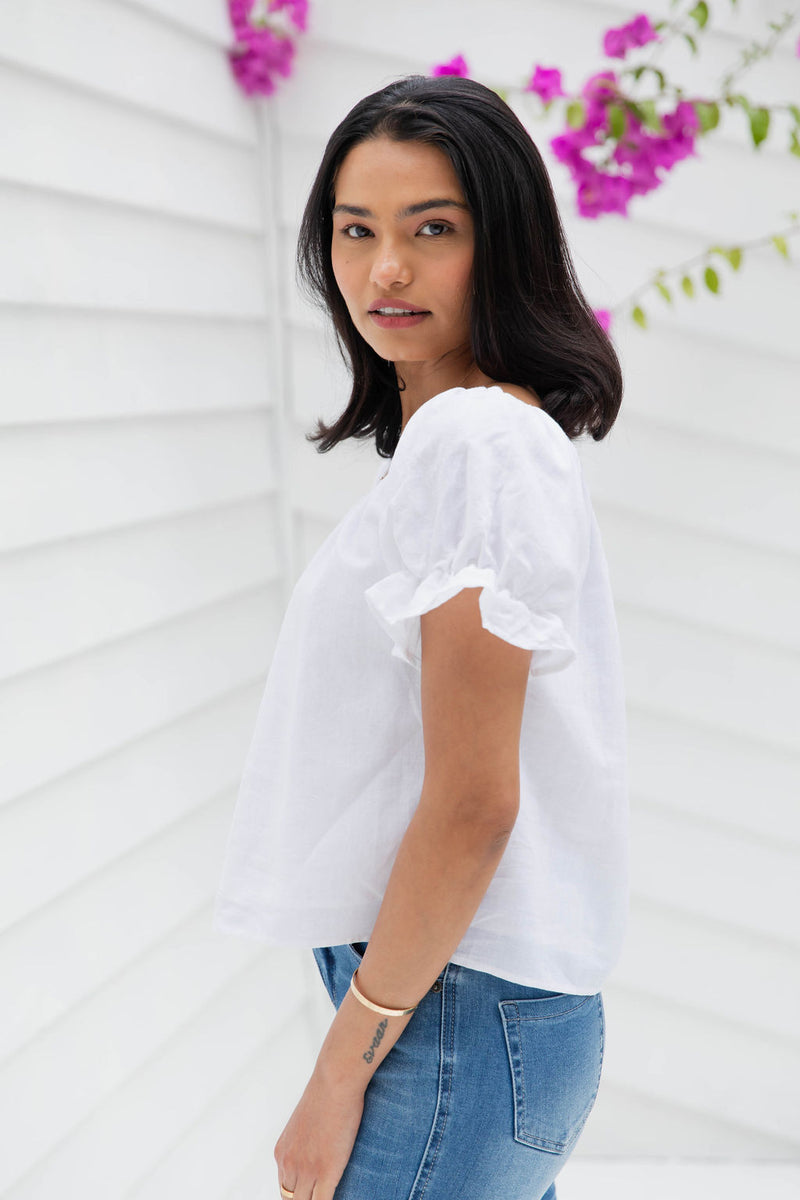 Havana Linen Top - White - The Self Styler