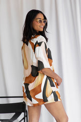 Micah Shirt- Abstract Copper Print - The Self Styler