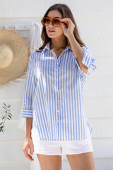 Sienna Cotton Shirt - Blue Stripe - The Self Styler
