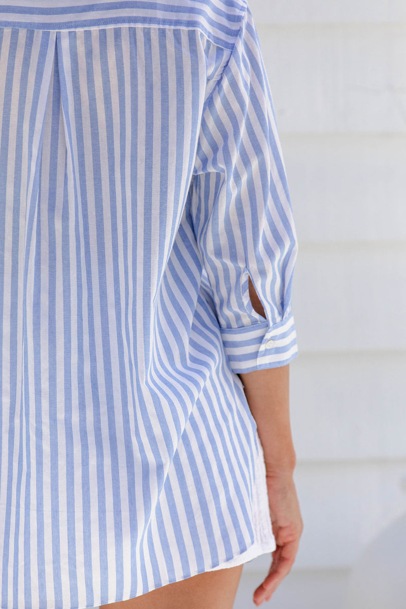 Sienna Cotton Shirt - Blue Stripe - The Self Styler