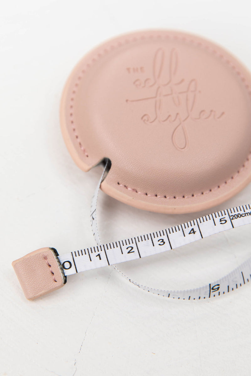 The Self Styler Retractable Measuring Tape - Faux Leather - Blush Pink - The Self Styler