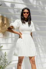 Bianca Cut-Out Mini Dress - White - Girl and the Sun - The Self Styler