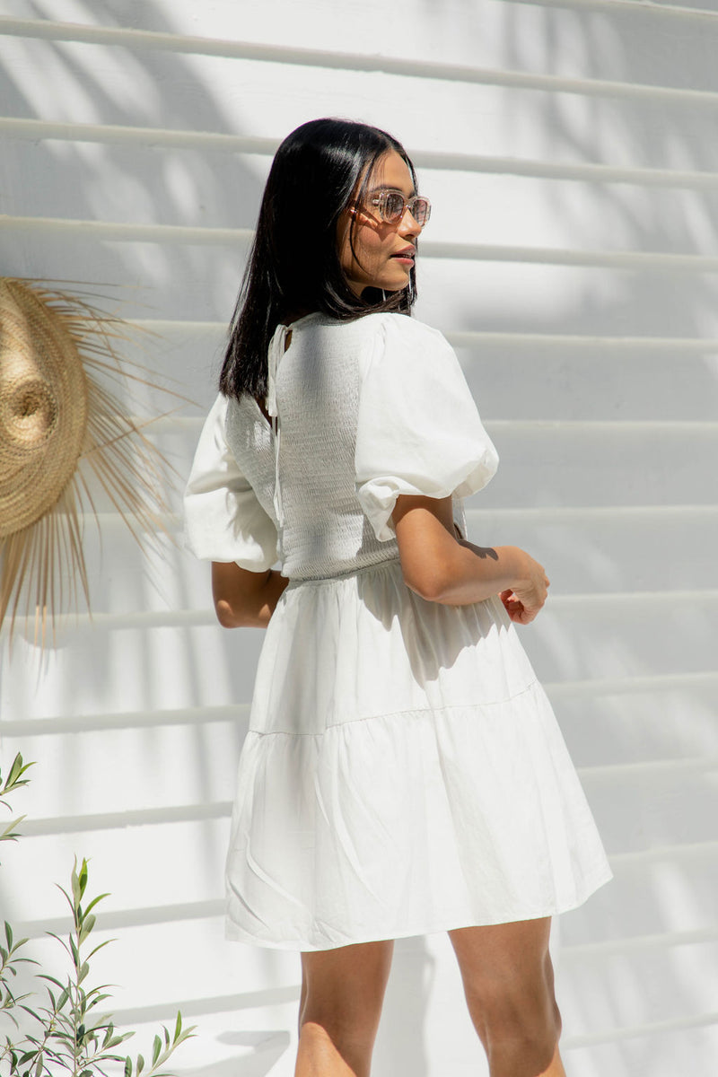 Bianca Cut-Out Mini Dress - White - Girl and the Sun - The Self Styler