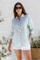 Sienna Cotton Shirt - Mint Stripe - The Self Styler