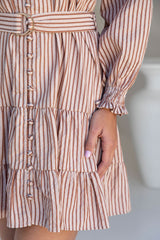 Denver Mini Dress - Caramel stripe - The Self Styler