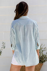 Sienna Cotton Shirt - Mint Stripe - The Self Styler
