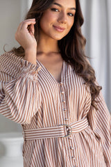 Denver Mini Dress - Caramel stripe - The Self Styler