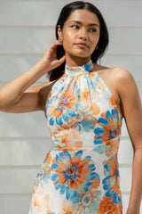 1 Sunny Halter Maxi - Orange Floral - The Self Styler