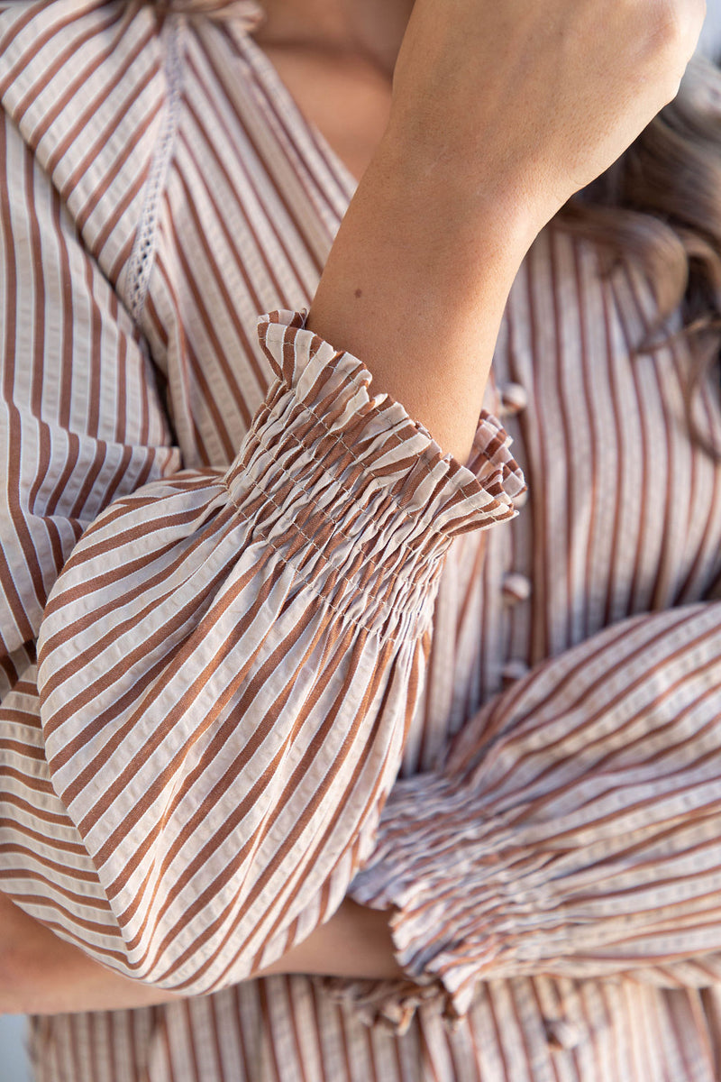 Denver Mini Dress - Caramel stripe - The Self Styler