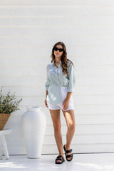 Sienna Cotton Shirt - Mint Stripe - The Self Styler