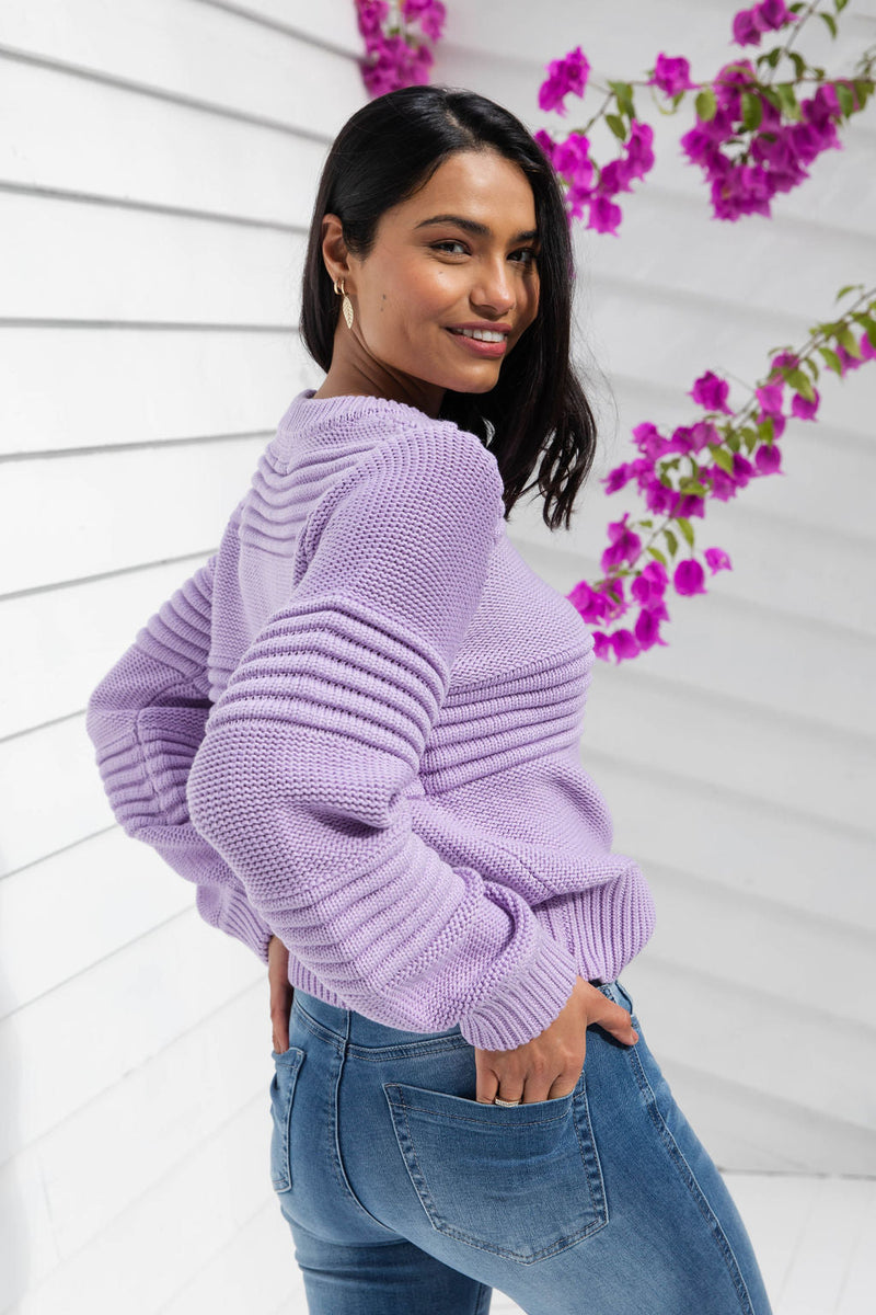 1 Arlo Chunky Sweater - Lilac - The Self Styler