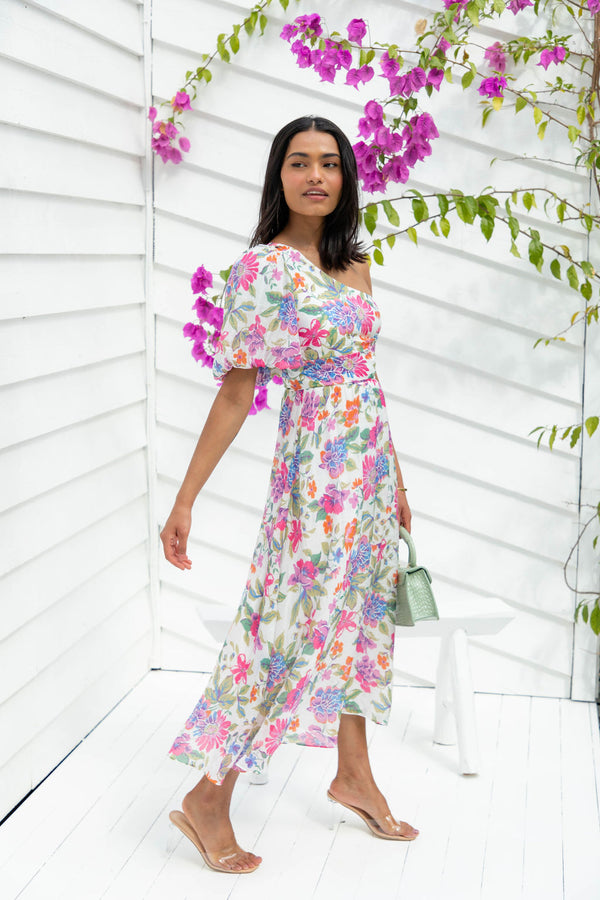 Mirah Midi Dress - Floral - The Self Styler