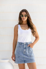 Cassie Scoop Singlet - White - The Self Styler