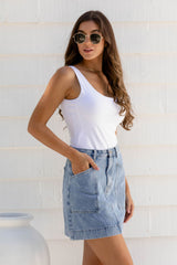 Cassie Scoop Singlet - White - The Self Styler