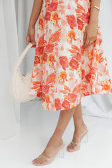 1 Katie Midi Dress - Peach Floral - The Self Styler