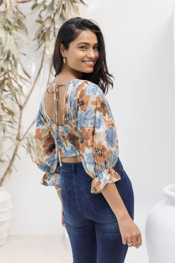 Bellefleur Crop - Poppy Floral - Girl and the Sun - The Self Styler
