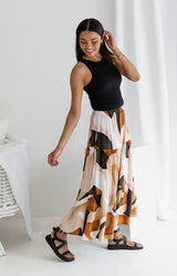 Paloma Maxi Skirt - Abstract Copper Print - The Self Styler