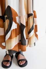 Paloma Maxi Skirt - Abstract Copper Print - The Self Styler