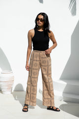 Tully Cotton Pant - Sun Print -  Mocha - The Self Styler