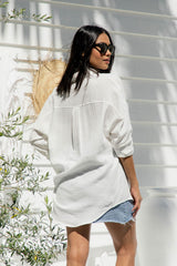 Vacay Relaxed-Fit Cotton Shirt - White - The Self Styler