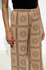 Tully Cotton Pant - Sun Print -  Mocha - The Self Styler