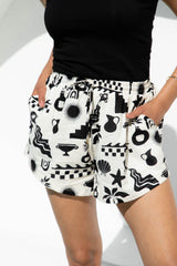 Otis Shorts - Black Abstract Palm Print - The Self Styler