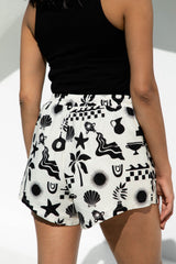 Otis Shorts - Black Abstract Palm Print - The Self Styler