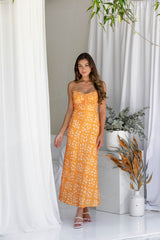 Elisha Maxi Dress - Orange Daisy - The Self Styler