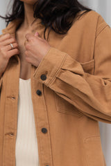 Cruz Denim Drill Shacket  - Caramel - The Self Styler