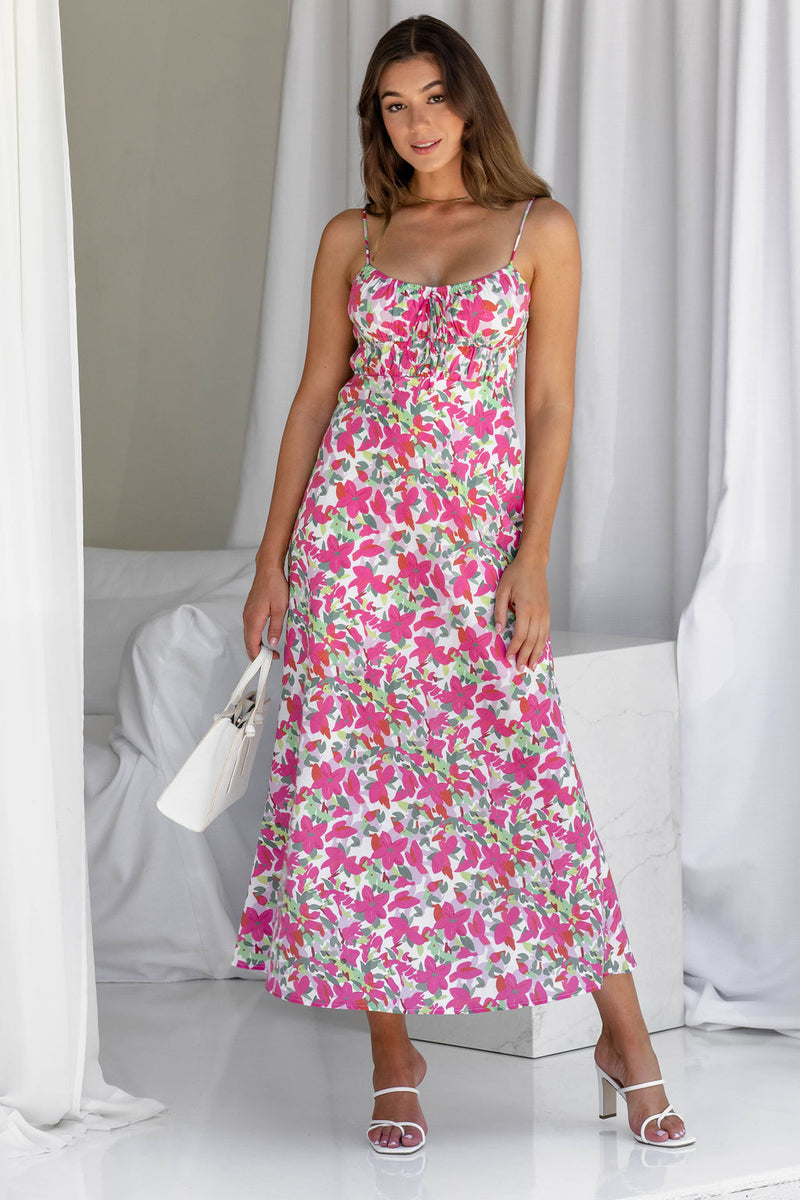 Francesca Midi Dress - Pink Floral - The Self Styler