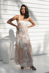 Pippa Maxi Dress - Sand and White - The Self Styler