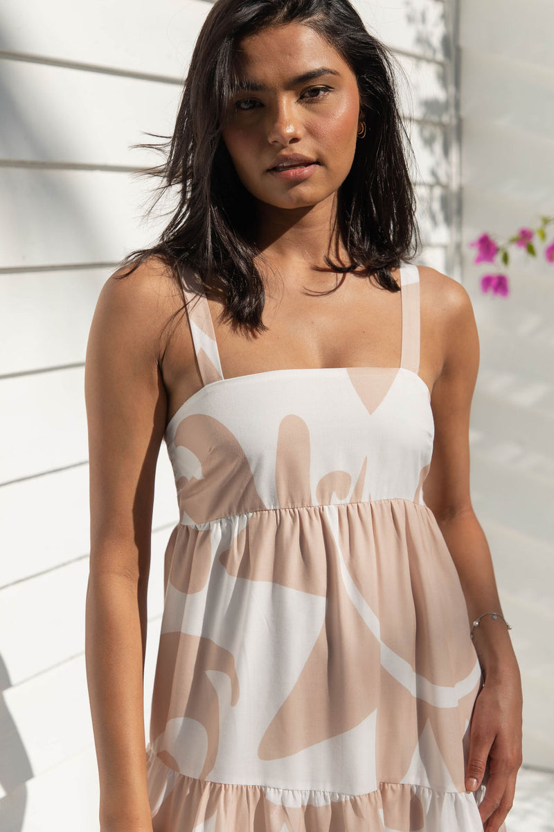 Pippa Maxi Dress - Sand and White - The Self Styler