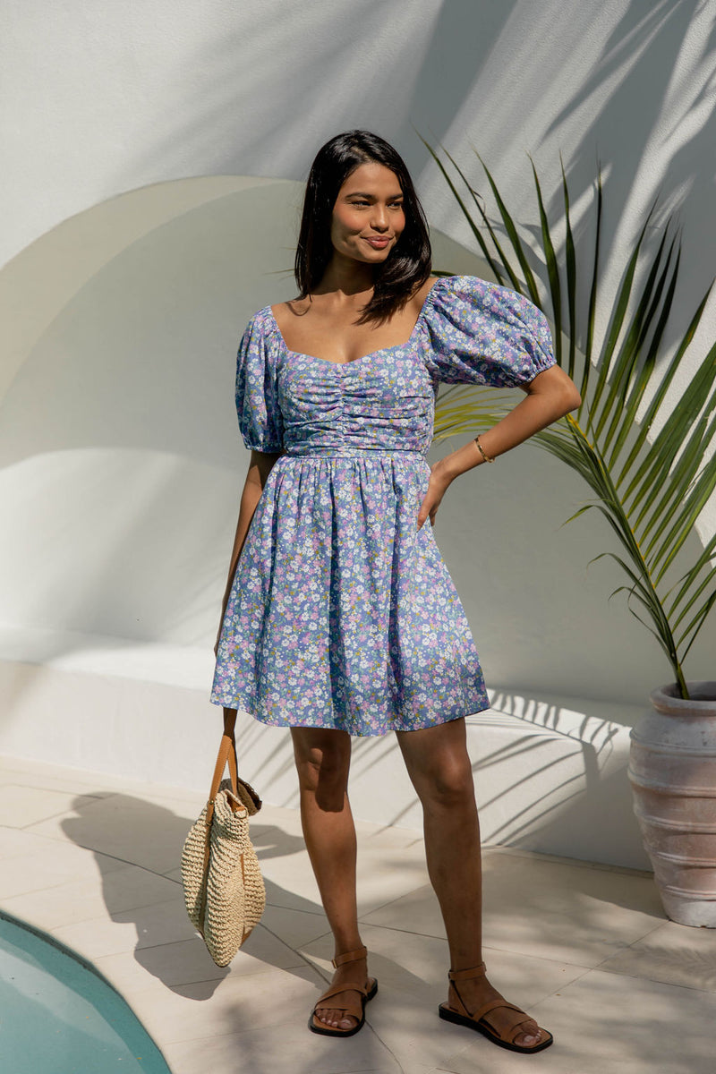 Kalina Mini Dress - Purple Floral - The Self Styler - The Self Styler