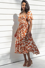 Isha Midi Dress - Sunset Orange - The Self Styler