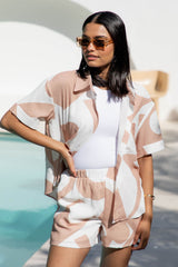 Payton Shirt - Abstract Beige Print - The Self Styler