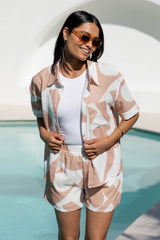 Payton Shirt - Abstract Beige Print - The Self Styler